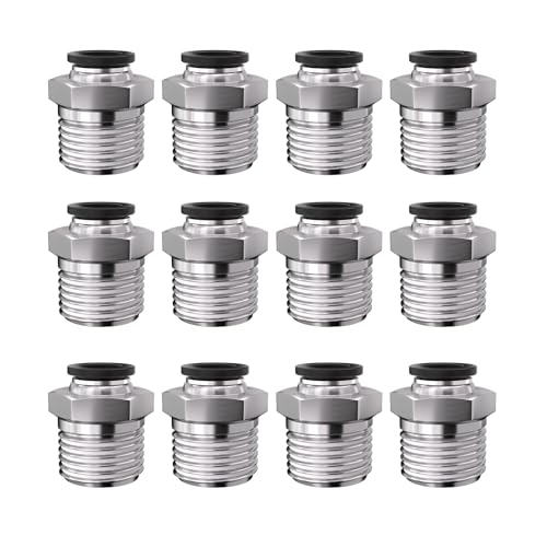 1/2 Push to Connect Fittings npt Thread to 1/4 Air Line Quick - size: 1/4"OD x 1/2"NPT