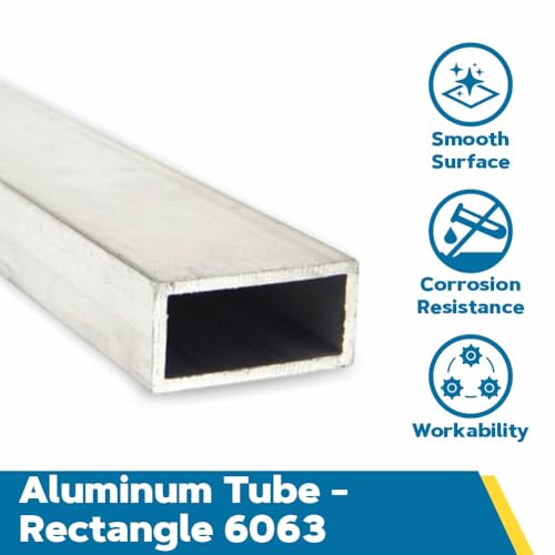 OnlineMetals 6063 Aluminum Rectangular Tubing, Unpolished (Mill) Finish, Extruded, T52 Temper, ASTM B221, AMS-QQ-A 200/9, 1" Height, 4" Width, 0.125" Wall Thickness, 72" Length - size: 4" width| 1" Ht| 0.125" Thk, style: 72" length