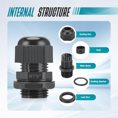 50 Pcs 1/2" NPT Cable Glands Waterproof Strain Relief Connector - color: 50 Pcs 1/2" NPT