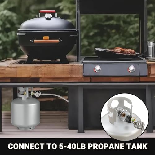 onlyfire 5 Feet Stainless Steel Propane Regulator Hose with Tank Gauge - size: 5Ft long propane hose