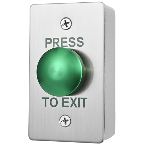 Push to Exit Button for Door Access Control Big Press Button Waterproof Stainless Steel Shell with Back Mounted Box NO/COM Output - color: 3.4''x2.0'' with Box