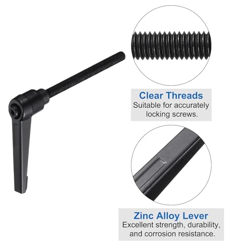 uxcell 4pcs Lever Adjustable Handles M6 x 70mm Metric Male Thread with Nuts Washers, Level Clamping Handle Set Hand Stud Knobs Rotating Screw Handles Bolts with Locking Lever, Black - size: M6 x 70mm