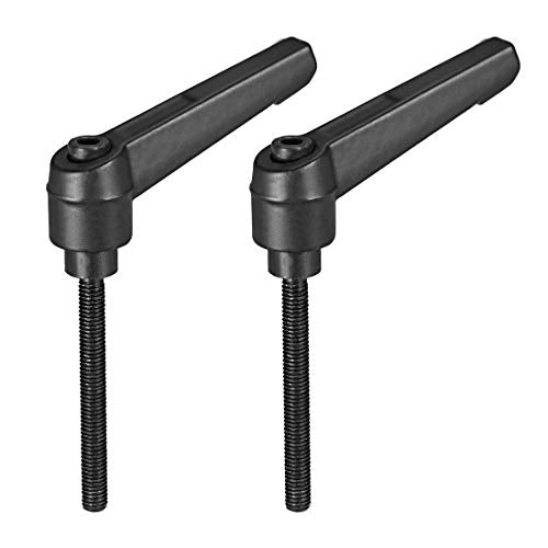 uxcell M5 x 50mm Handle Adjustable Clamping Lever Thread Push Button Ratchet Male Threaded Stud Knobs Locking Rotating Screw Handles Quick Release Bolt Black 2pcs - color: Black, size: M5 x 50mm