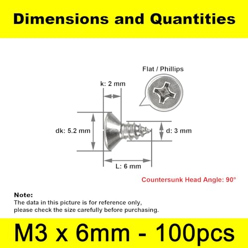 #4 x 1/4" (M3x6mm) 304 Stainless Steel Flat Head Wood Screws, 100pcs - size: #4 x 1/4''-100pcs