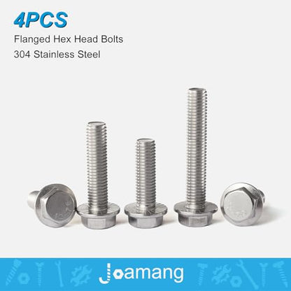 M10 x 75mm 4Pcs Flanged Hex Head Bolts, M10 x 1.5 Bolts, Flange Hexagon Head Screws, 304 Stainless Steel, Bright Finish, Metric Fully Thread - size: M10 x 75mm(4PCS)