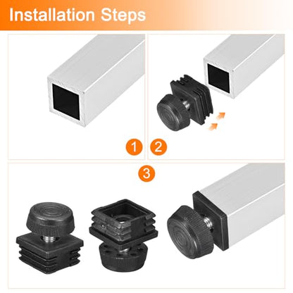 uxcell 8Pcs Inserts for Square Tubes with Leveling Feet, 1.18"x1.18" OD - size: 1.18"x1.18"