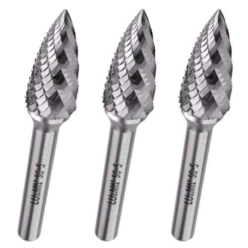 LU&MN SG-5 Tungsten Carbide Burr, Double Cut, 1/2" Head, 1/4" Shank, 3 Pcs - style: SG-5,3PCS