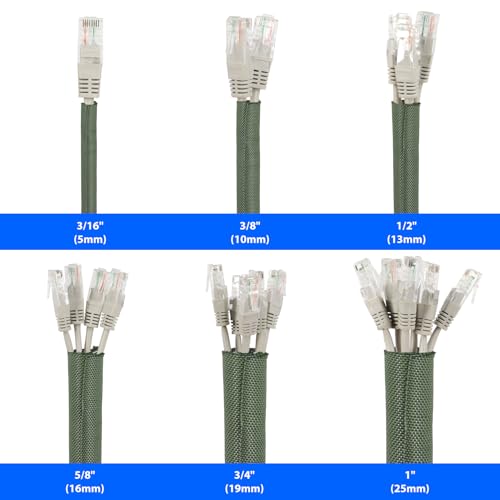 Split Wire Loom, 20ft Automotive Cable Protector Sleeve, Flexible Braided Cable Sleeves High Temperature Cable Management (Deep Green, 5/8") - color: Deep Green, size: 5/8"