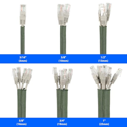 Split Wire Loom, 20ft Automotive Cable Protector Sleeve, Flexible Braided Cable Sleeves High Temperature Cable Management (Deep Green, 3/16") - color: Deep Green, size: 3/16"