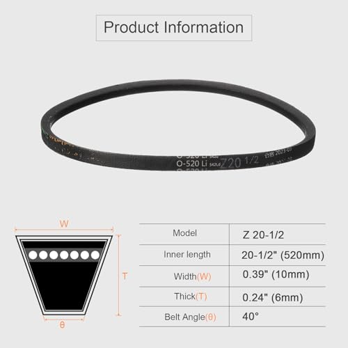 HARFINGTON Z-20-1/2 Z Type V-Belt 521mm/20-1/2 Inner Lgx0.39 Wx0.24 H - size: Z-20-1/2