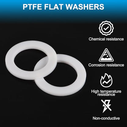 PATIKIL 20 Pcs PTFE Flat Washers 2.24" ID 4.02" OD 0.12" Thickness Sealing Spacer Flange Gasket for Machines Pipe Valves Oil Gas Industries, White (57x102x3mm) - size: 2.24" x 4.02" x 0.12"