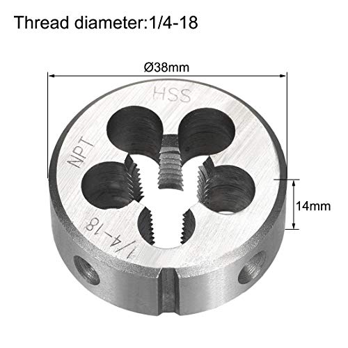 uxcell 1/4"-18 NPT Round Die, Machine Thread Right Hand Threading Die, High Speed Steel (HSS) Screw Thread Cutting Die - size: 1/4"-18 NPT