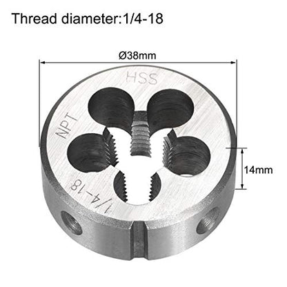 uxcell 1/4"-18 NPT Round Die, Machine Thread Right Hand Threading Die, High Speed Steel (HSS) Screw Thread Cutting Die - size: 1/4"-18 NPT