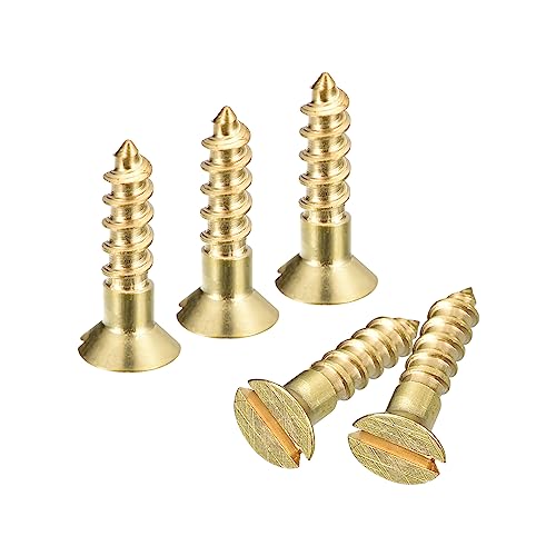 uxcell Brass Wood Screws, 30Pcs M3 x 12mm Slotted Drive Flat Head Self Tapping Screw Countersunk for Woodworking Furniture - size: M3 x 12mm