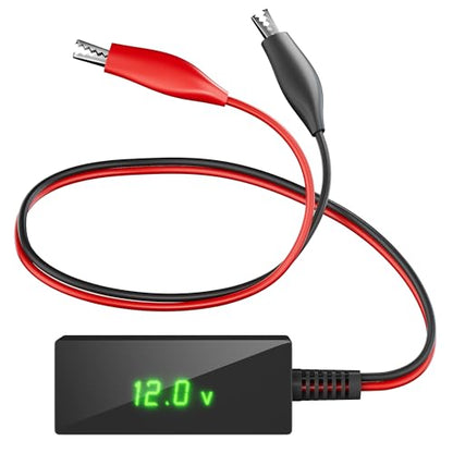 SUNAPEX 5V-60V Digital Battery Voltage Tester with LCD & Alligator Clips