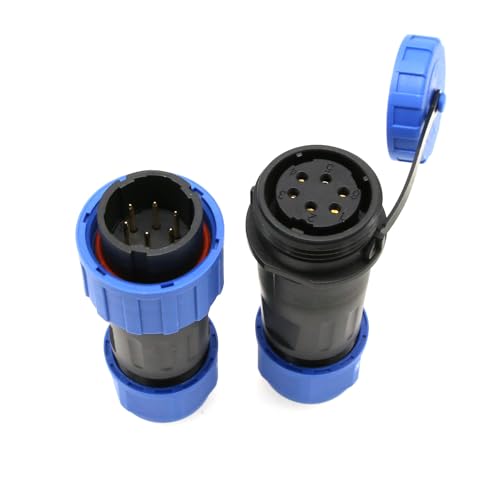 TY20 6 Pin 5A Waterproof Screw Terminal Connector, Male Female Bulkhead Plug Receptacle Quick-Disconnect for Electrical Power Outdoor Device - color: In-line Mount, size: 6 Pin 5A