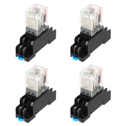 MECCANIXITY 4 Set DC12V Electromagnetic Relay 8-Pin 10A DPDT 2NO 2NC