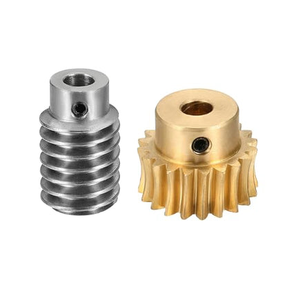 uxcell Worm Gear Set Right Rotation 20T 1 Module 20:1 Reduction Rate - size: Gear-6mm, Worm-5mm Bore, style: 1M-20T