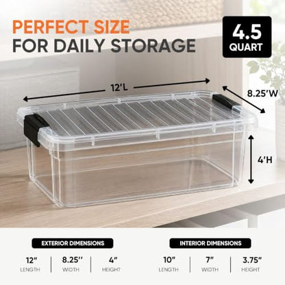 Superio 4.5 Quart Clear Plastic Storage Containers with Lids, Stackable Organizer Bins, BPA-Free Storage Boxes for Home, Office, Dorm & Classroom, 1 Pack - size: 4.5 Quart