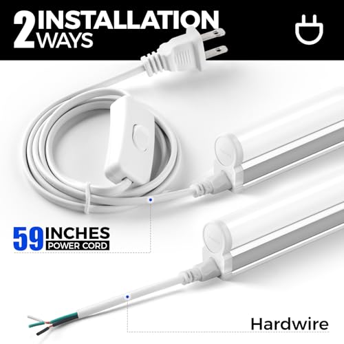 Barrina 6 Pack LED T5 Integrated Single Fixture 1FT, 600lm, 5W, 6500K - color: 6500k Super Bright White, size: 1 Foot