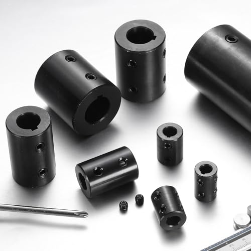 uxcell Shaft Coupling, 5/16" Bore 5/8" OD 1" Length Black Oxide Plated ASTM1045 Steel Rigid Coupling for 3D Printers Motor Wheel(4 Set Screws) - size: 5/16" Bore 5/8" OD 1" Length