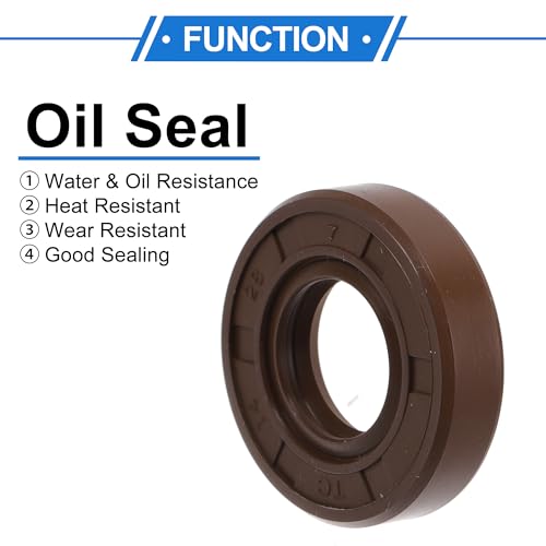 Universal Oil Seal TC Double Lip W Steel Spring Seal Ring Rotary Shaft Seal 14x28x7mm High Pressure FKM Rubber Brown 2 Pcs - size: 14x28x7mm