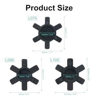 uxcell Jaw Coupling Insert L075/L095/L100 NBR Rubber Flexible Black 6pcs