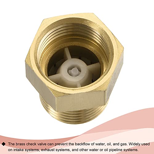 MECCANIXITY Brass Check Valve, G1/2 Male Female Thread 24x27mm Inward Flow Non-Return One Way Backflow Prevention for Water Petrol Fuel Line - size: G1/2