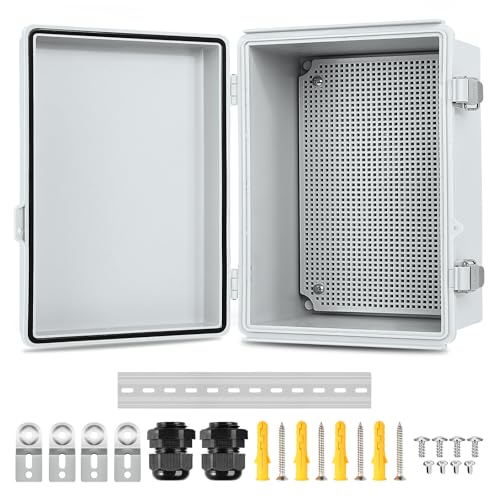 IP67 ABS Outdoor Electrical Junction Box Waterproof with Aluminum DIN Rail - color: Grey, size: 16.1''×12.2''×7.1''