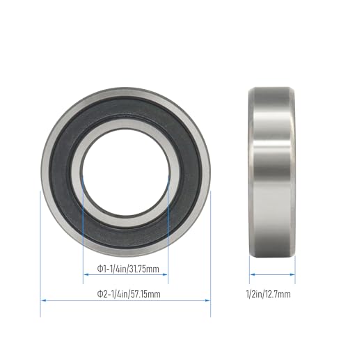 R20-2RS 4 PCS Deep Groove Ball Bearing ID 1-1/4"×OD 2-1/4"×Width 1/2" Double Black Rubber Sealed Ball Bearing Chrome Steel P0 Z2 Bearing for Industrial Machine and Mechanical Equipment - size: R20-2RS Size 1-1/4"×2-1/4"×1/2"