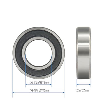R20-2RS 4 PCS Deep Groove Ball Bearing ID 1-1/4"×OD 2-1/4"×Width 1/2" Double Black Rubber Sealed Ball Bearing Chrome Steel P0 Z2 Bearing for Industrial Machine and Mechanical Equipment - size: R20-2RS Size 1-1/4"×2-1/4"×1/2"