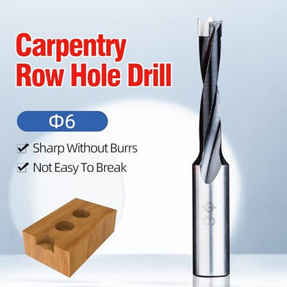 HUHAO 6mm Carbide Tipped Brad Point Boring Bit, Right Hand Dowel Drill Bits - size: 6mm Dia x 70mm Long x 10mm Shank R