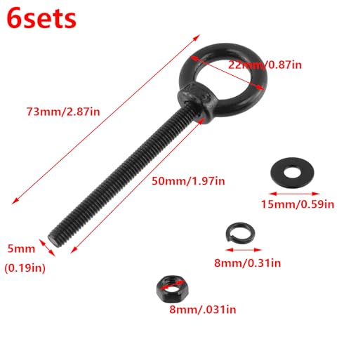 Antrader Lifting Shoulder Eye Bolts,M5 x 50mm,Stainless Steel,Black,6 Sets - size: M5 x 50mm