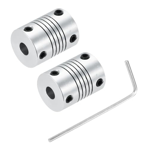 uxcell 2Pcs 6mm to 6mm Aluminum Alloy Shaft Coupling L25xD19 Flexible Coupler Beam for 3D Printer CNC Machine DIY Encoders and Motors Shaft,Silver - size: 6mm to 6mm