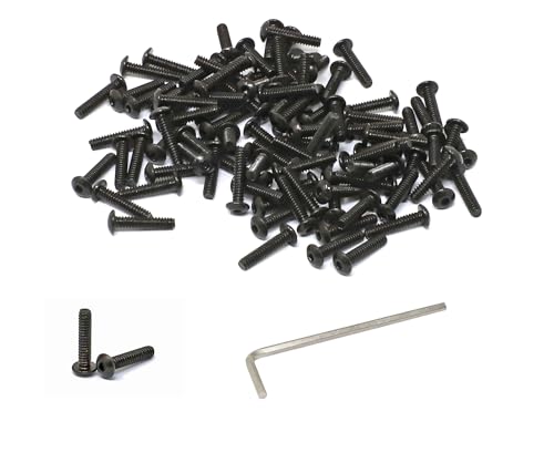 iexcell 100 Pcs #4-40 x 1/2" Alloy Steel 10.9 Grade Hex Socket Button Head Cap Screws Bolts Kit, Black Oxide Finish - size: #4-40 x 1/2"