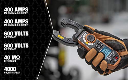 Southwire Clamp Meter - True RMS Accuracy for Precise AC/DC Measurement - Built-In Voltage Tester - Third-Hand Probe Holder - CAT III 600V Safety Rated