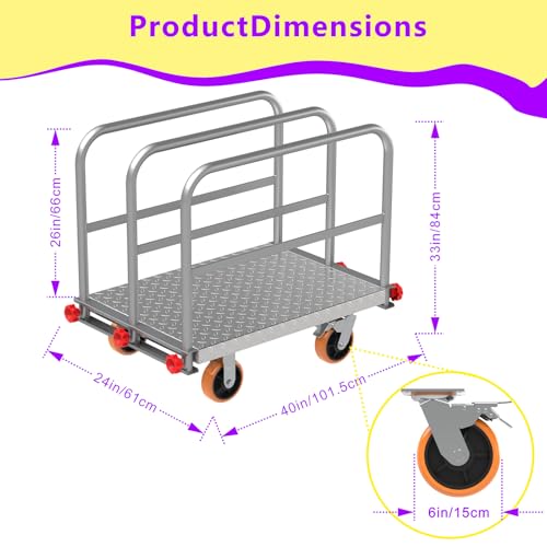 40"x24" Drywall Cart & Lumber Panel Truck, 3000 lbs