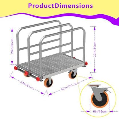 40"x24" Drywall Cart & Lumber Panel Truck, 3000 lbs