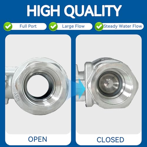 1 Pack Full Port Ball Valve 1/2 NPT 304 Stainless Steel 2 - chip ball valve Female Heavy Duty WOG1000 for Water，Oil，Gas with Locking Devic (1/2”, 1) - style: 1/2”