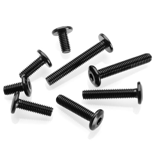 Mywish M6 x 12mm 20Pcs Flat Head Hex Socket Cap Screws Bolts, 304 Stainless Steel Furniture Bolts Full Thread, Black Oxide & Hex Spanner - color: Black-M6, size: 12mm