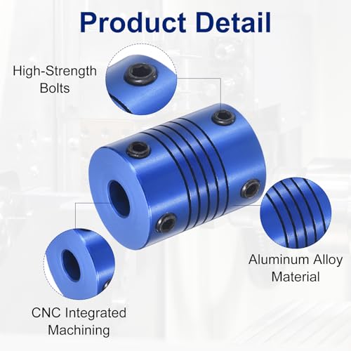 Flexible Shaft Coupling(6.35mm|6.35mm): 4 Pcs Blue Aluminum Alloy - color: Blue, size: 6.35mm x 6.35mm (19mm OD, 25mm L)