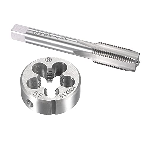 uxcell M16 x 1.5mm Metric Tap and Die Set, Machine Thread Screw Tap with Round Threading Die, Tap & Die Kit for Nut Screw Bolt Thread Repair - size: M16 x 1.5mm