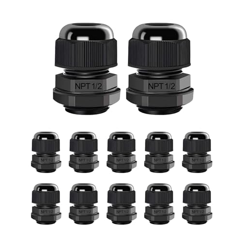 AIRIC 1/2" NPT Cable Glands Waterproof Connector Strain Relief Cord Grips
