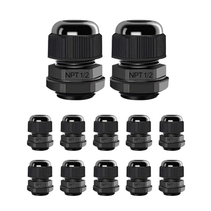AIRIC 1/2" NPT Cable Glands Waterproof Connector Strain Relief Cord Grips
