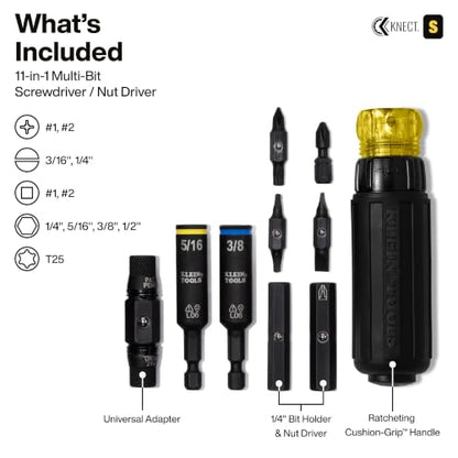 Klein Tools 32500HDRT KNECT 11-in-1 Impact Rated Multi-Bit Screwdriver - style: Standard Handle