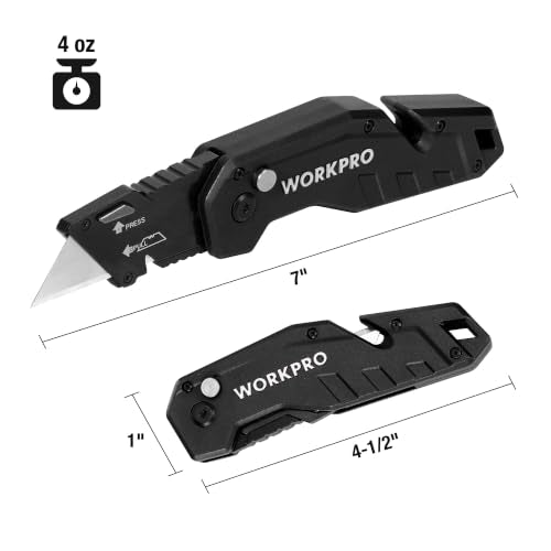 WORKPRO Folding Utility Knife with 10 Blades, Black - color: Black