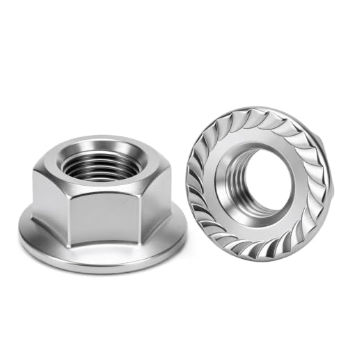M6 (25 Pack) Flange Nuts Serrated Flange Hex Lock Nuts, Stainless Steel 18-8 (304), Bright Finish - size: M6