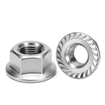 M6 (25 Pack) Flange Nuts Serrated Flange Hex Lock Nuts, Stainless Steel 18-8 (304), Bright Finish - size: M6