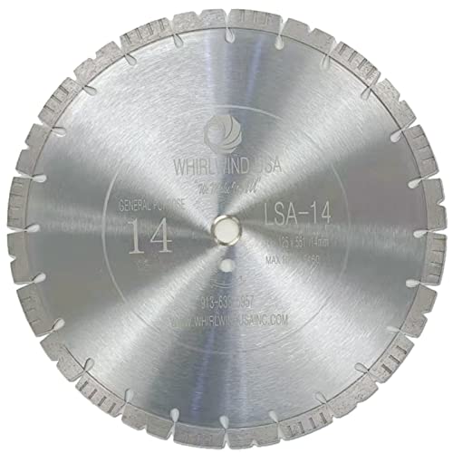 LSS Upgraded Version 14 inch Diamond Saw Blade Dry or Wet Cutting for Concrete Stone Brick Masonry,1"-20mm Arbor with 14 mm Segment - size: 14" LSA
