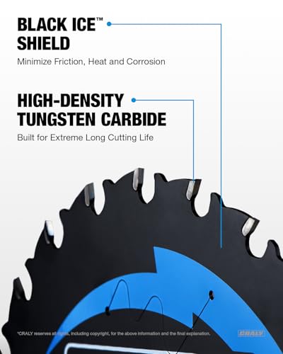 CRALY 5-1/2 Inch 24 Teeth Wood Cutting Framing Circular Saw Blade, 10mm Arbor, Carbide Tipped, Thin Kerf, Black Ice™, for Plywood, MDF, OSB, Laminated, 2-Pack(C05524FR-2B) - size: 5-1/2'', 10mm arbor, 24T*2